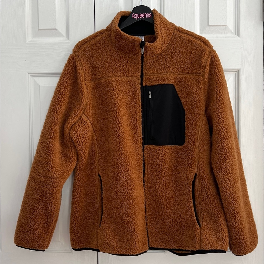 Athlux Cozy Sherpa Fleece Full-Zip Jacket with Black Accents Rust Size XL - Picture 1 of 8